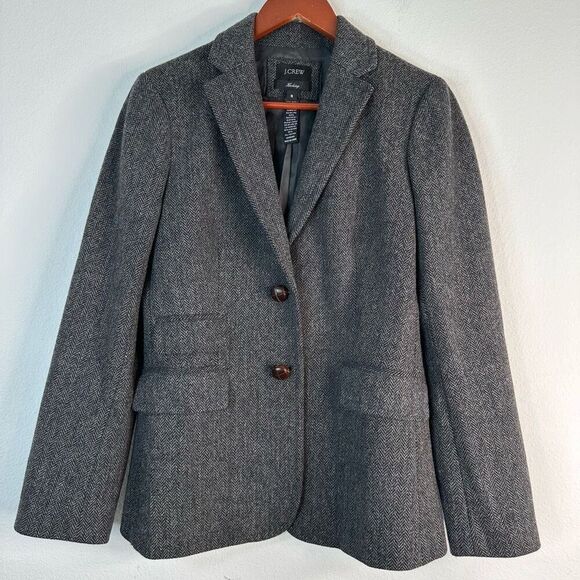J.Crew Blazer Womens 6 100% Wool Herringbone Tweed Preppy Heritage - Picture 1 of 10